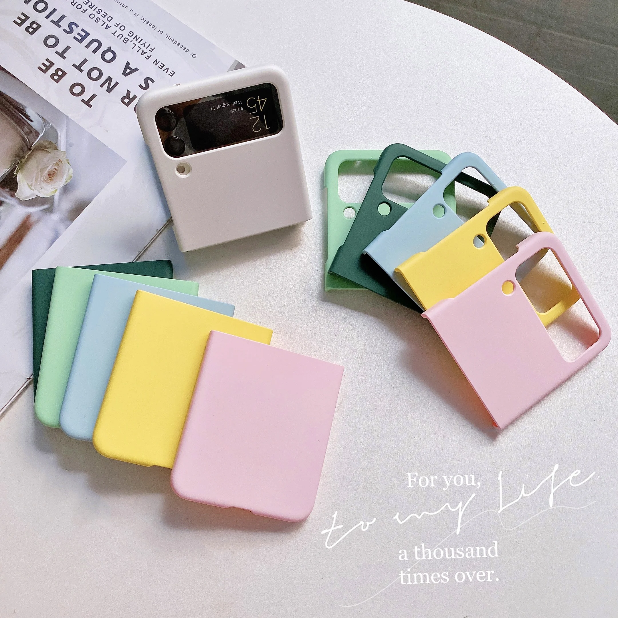 Minimalist Solid Color Protective Phone Case, Foldable Design