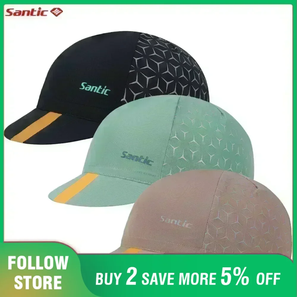 Santic Cycling Hat MTB Sports Cap New Breathable Quick-Drying Reflective Bicycle Riding Professional Sun Protection Sun Hat cycling caps sports headwear
