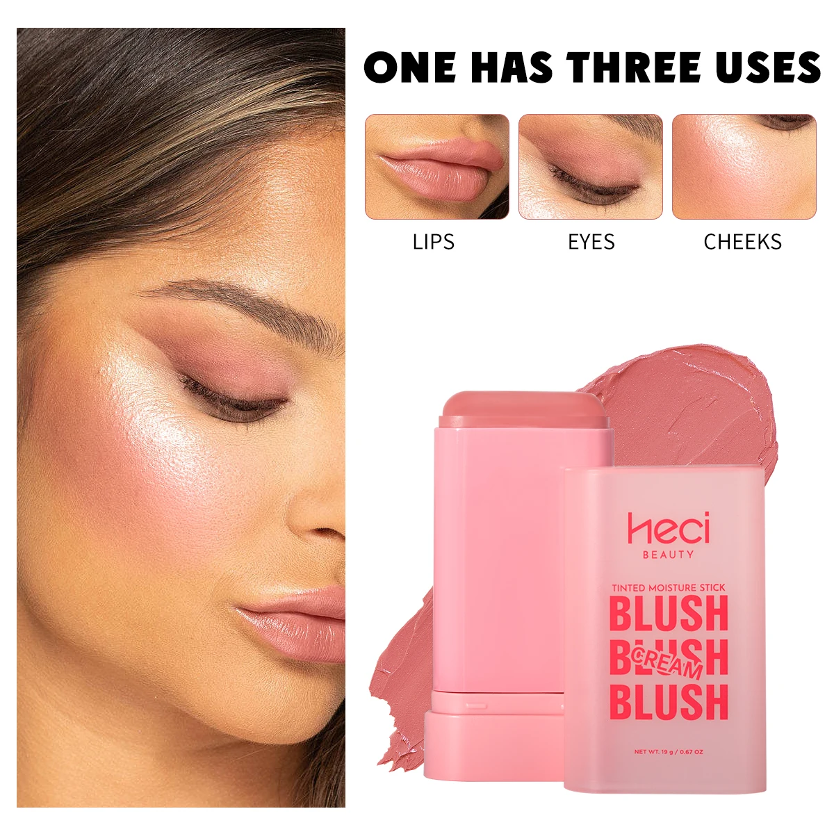 Vegan Cruelty-Free Big Volume Cream Blusher Highlighter Long Lasting High Pigment Face Blush Lip And Cheek Tint Balm Blush Stick 5