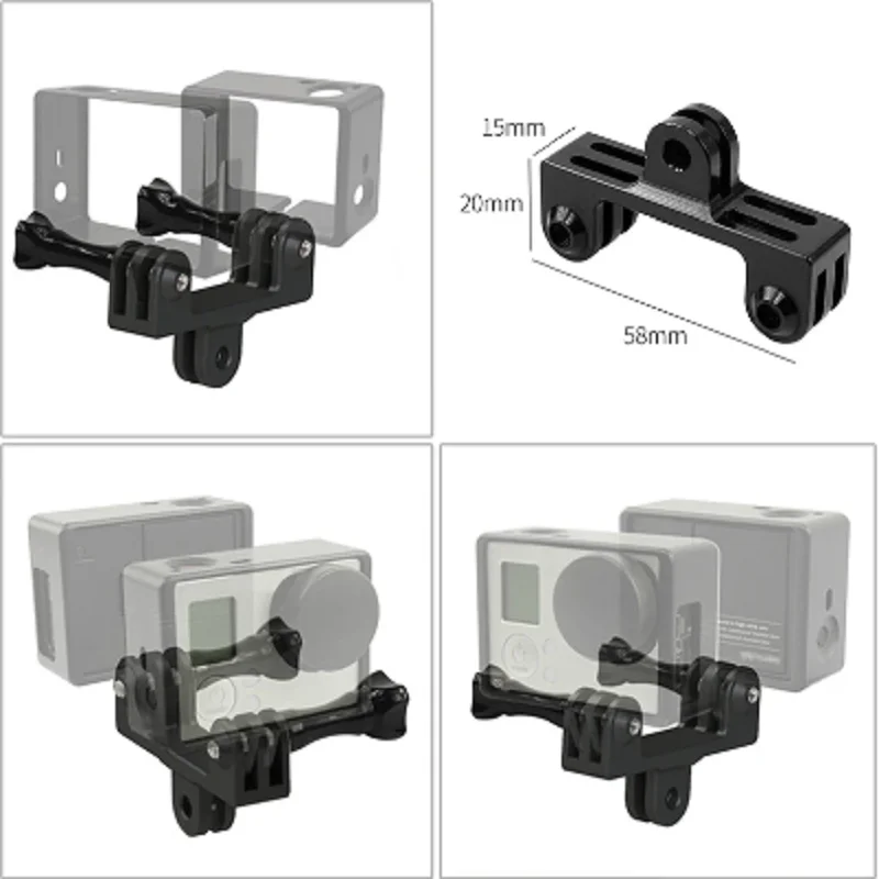 

Soporte de doble cabeza de aleación de aluminio, accesorio adaptador bidireccional, soporte de luz LED para cámaras GOPRO 3 + 4