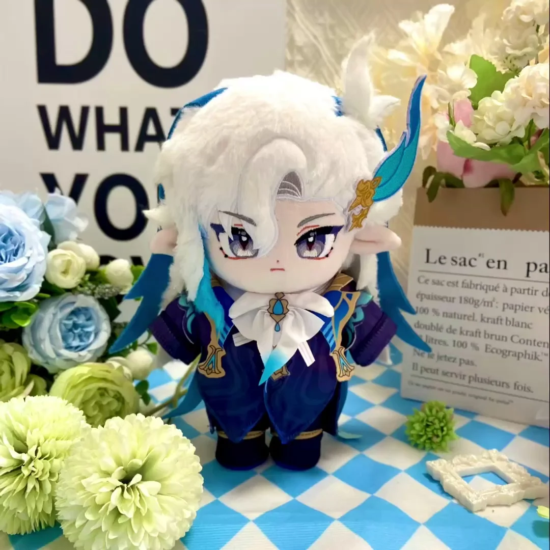 

20CM Game Anime Genshin Impact Cosplay Fontaine Neuvillette Soft Adorable Changing Dolls Plush Doll Embroidery Fan Gift