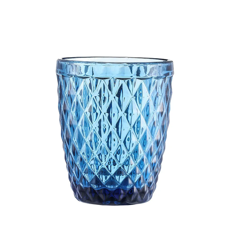 ひび割れ模様のグラス 8個セット 1 Piece 240ml 8oz Vintage Embossed Colored Side Glass