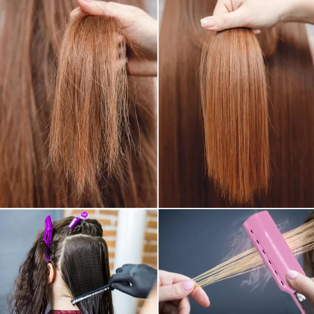 Hair Straightener Curler Keratin Treatment Hair Styling Tool 480 Degrees Titanium Plate Vibrating Flat Iron