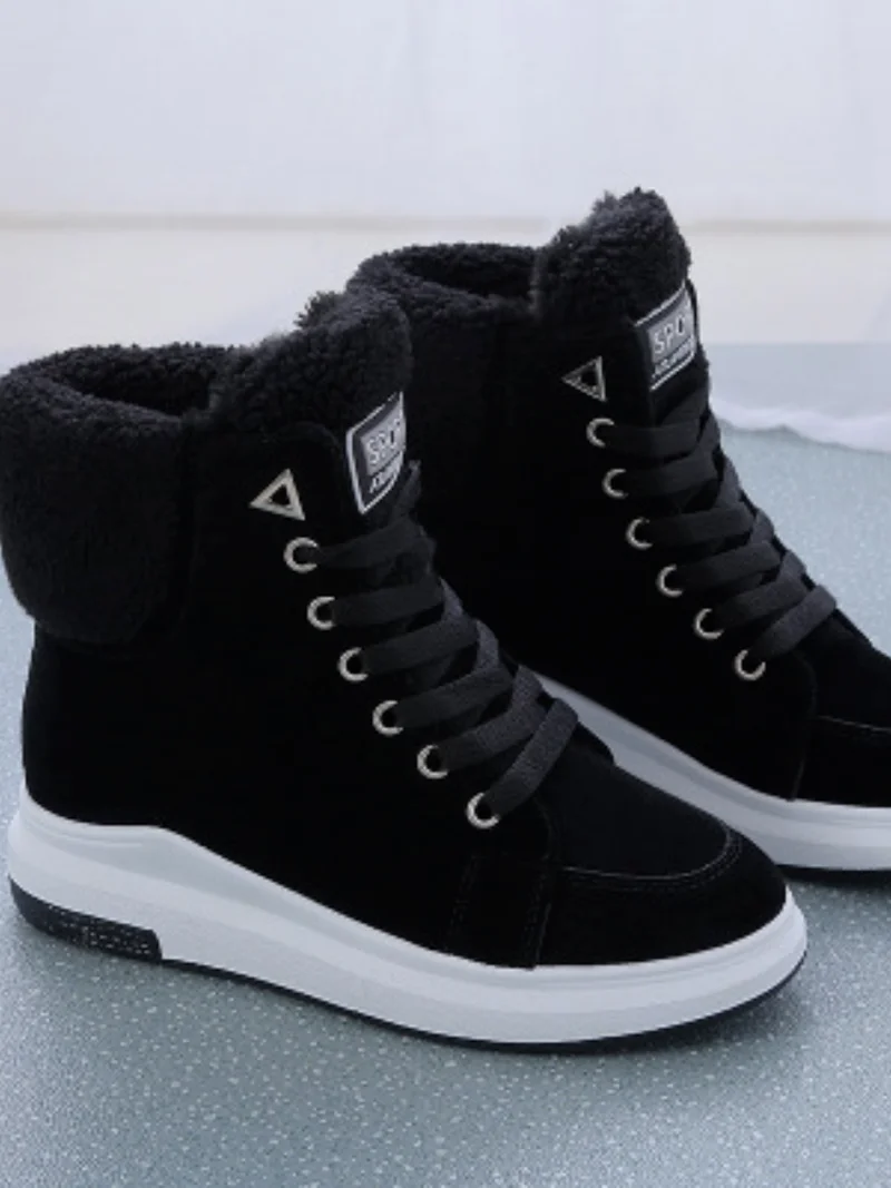 Women Shoes Fashion Botas Mujer Winter Warm Ankle Short Boots Female Footwear Lace Up Flat Platform Casual Ladies Shoes New