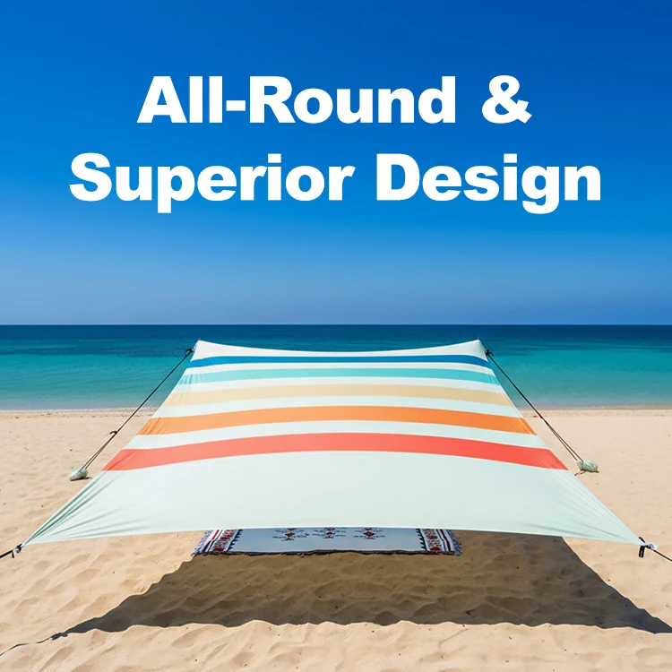 UPF50+ Lycra Strandzelt Sonnenschutz mit Sandsackanker Tragbares Outdoor-Vordach für Camping, Angeln & Picknick Großer Winddichter Unterschlupf – Detail 4