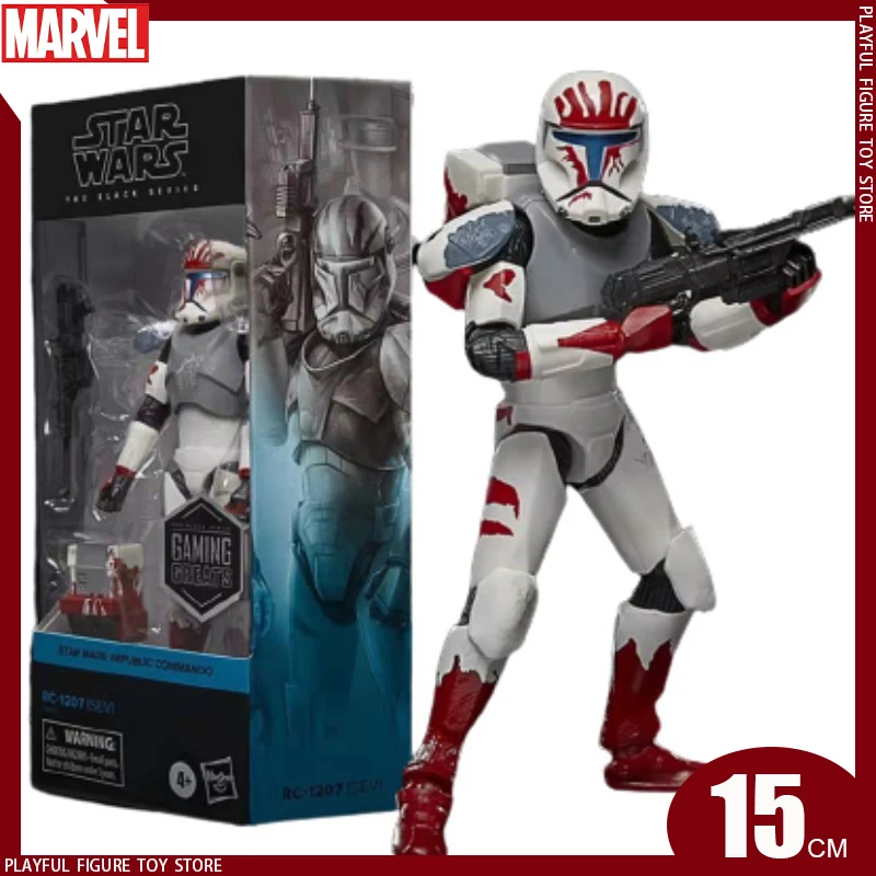 

Anime Figure Star Wars Black Serie Sev Clone Commander Republic Commando Rc-1207 Mandalorian Action Figure Model Doll Toy Gift