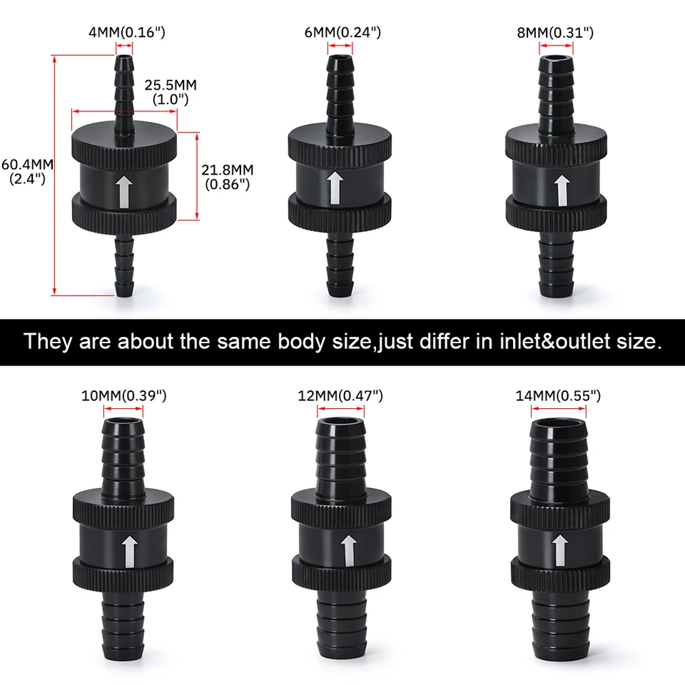 Tianher Valvola Di Ritegno Unidirezionale Per Carburante In Alluminio 8mm (4 Pezzi) Per Auto, Moto E Nautica - 5