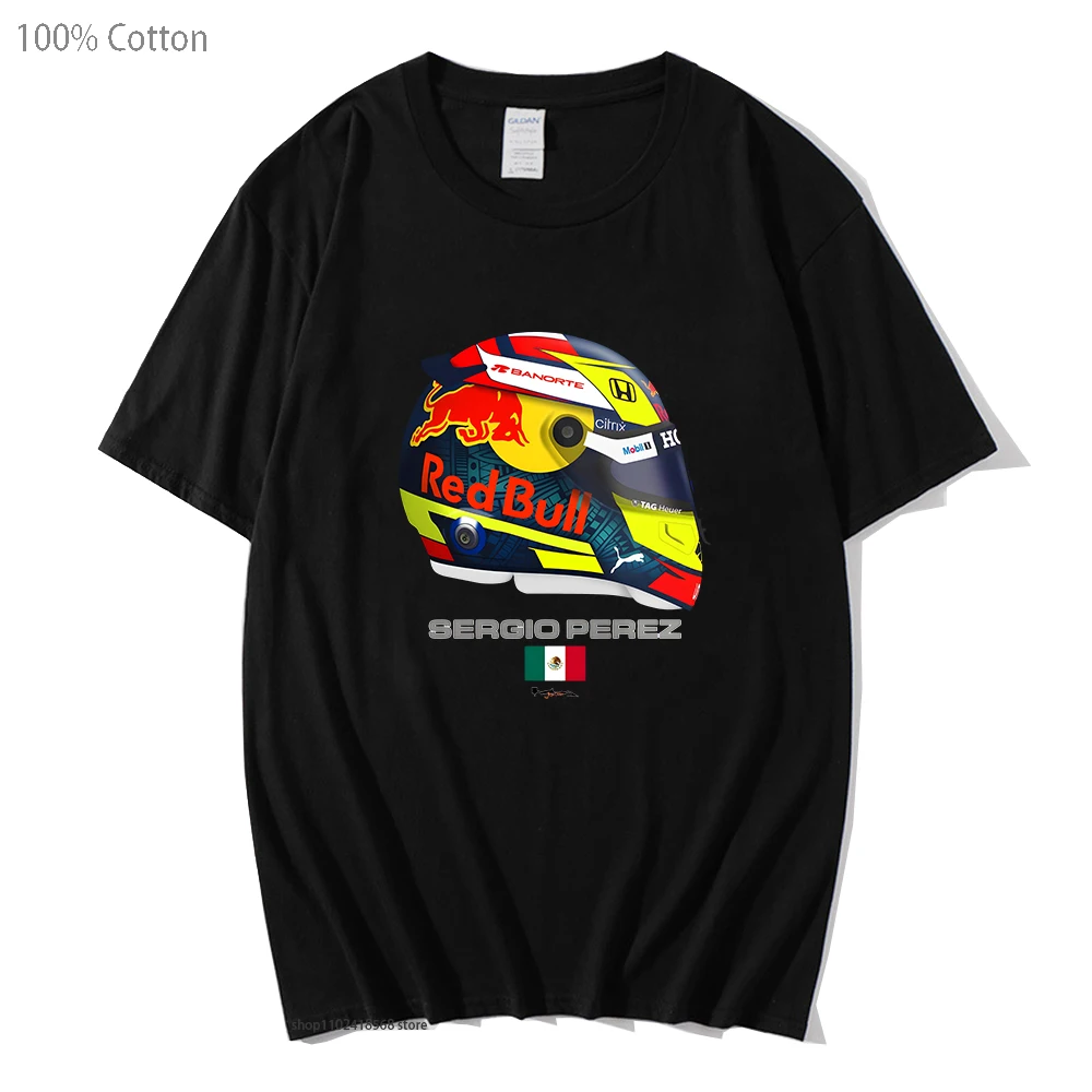 

Sergio Checo Pérez shirt Race helmet T-Shirts F1 Car 11 clothes for Men Hot Game Women Clothing 100% Cotton Summer Tees Y2k Top