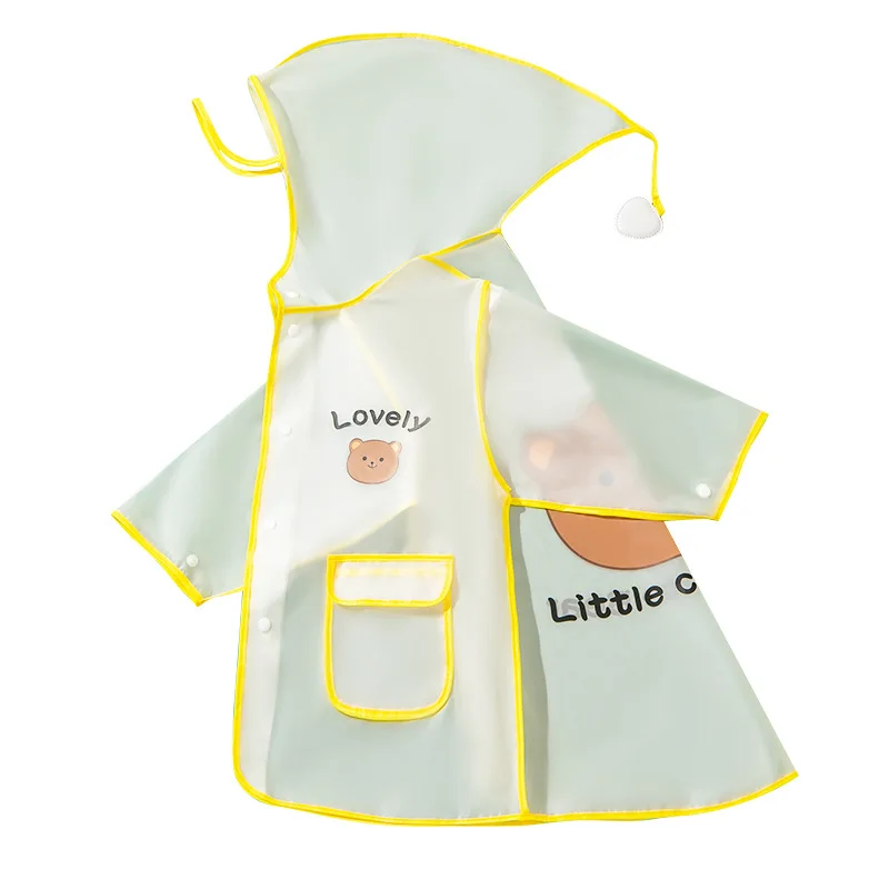Little Bear Cute Children's Waterproof Raincoat Rain Jacket Wear Coat Suit Cover Clothing Kids Girl Boy Yellow Green raincoat poncho