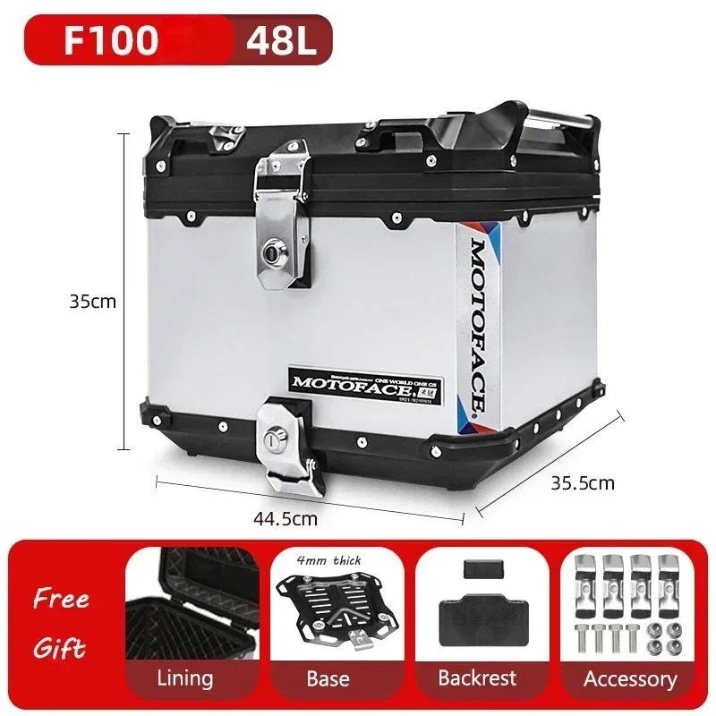 

48L Motoface Series High Quality Motorcycle Rear Top Case Luggage Storage Tail Box Waterproof Lock Trunk Tool Box for Motorcycle