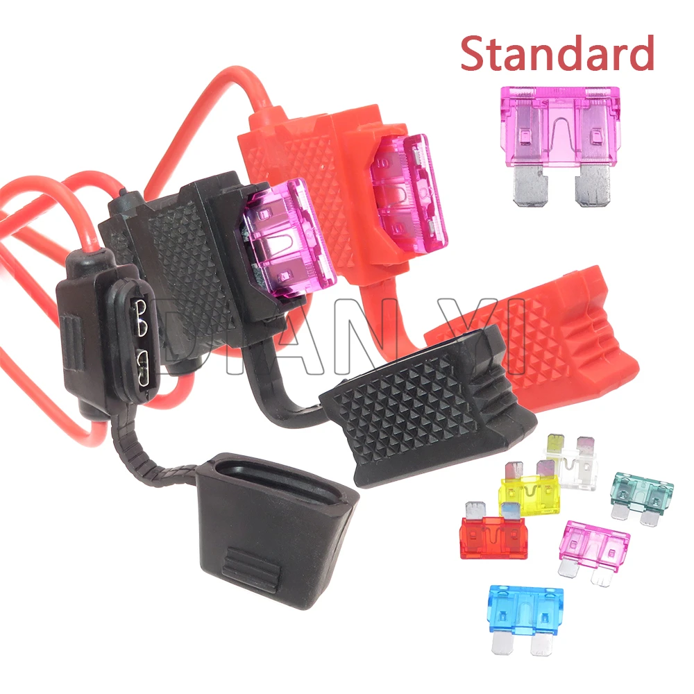 

1 Set Medium Blade Type In Line Fuse Box Standard Size Auto Fuse Holder 14AWG 17AWG Car Waterproof Power Socket Starter