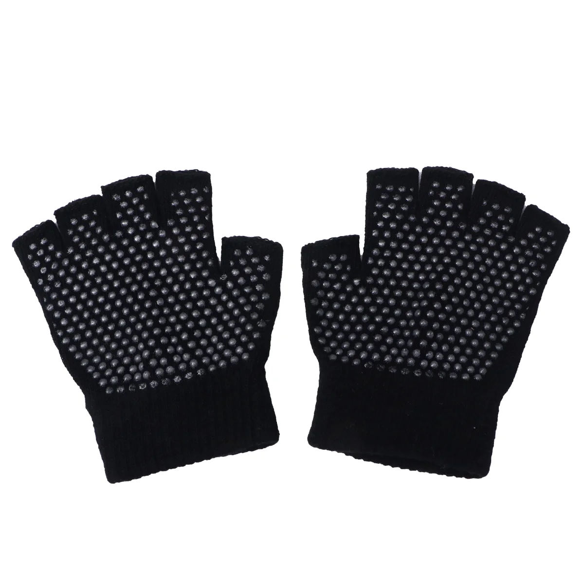 

1 Pair Non-slip Half Finger Knit Gloves Exercise Yoga Accessories Workout Gloves Yoga Gloves for Fitness (Black)