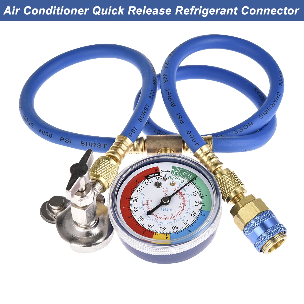 Air Conditioner Quick Release Refrigerant Connector Cold Pressure Gauge