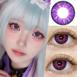 Vibrant Blue/Red Colored Contact Lenses for Cosplay Makeup, Premium Soft Lenses for Events & Outdoor Adventures (Vika - Purple)