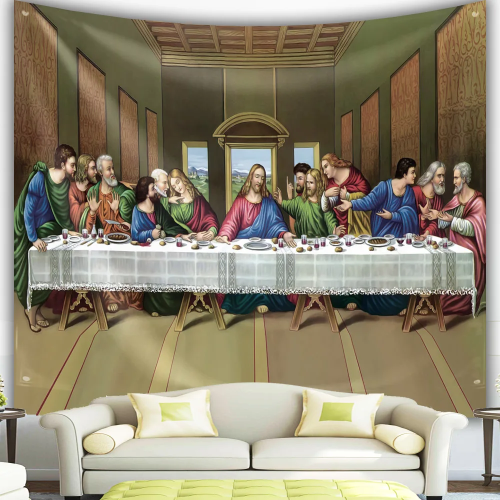 Tapestry Decorations Last Supper Tapestry Christ Jesus Easter Catholic Religion Wall Hanging Room Decor Christmas Decoration Large Fabric Tapestries