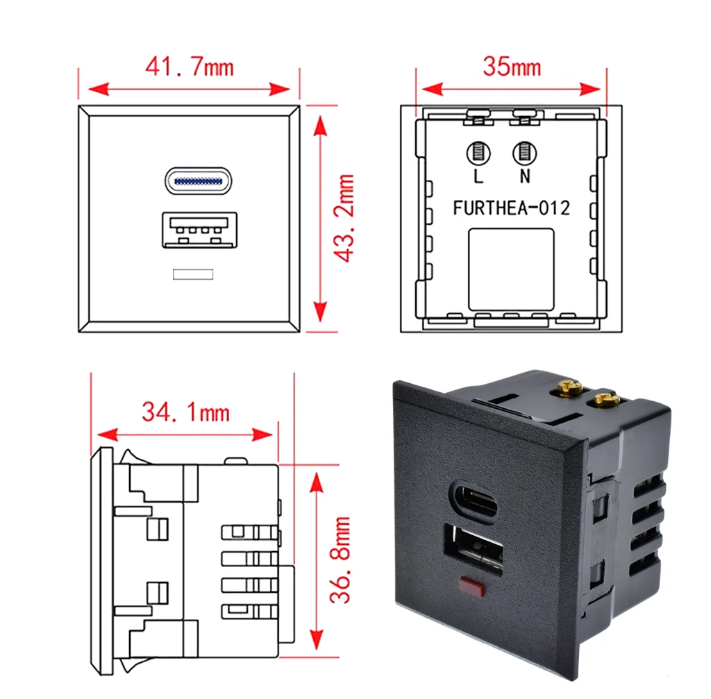 embutido receptor de mesa dc carregamento módulo