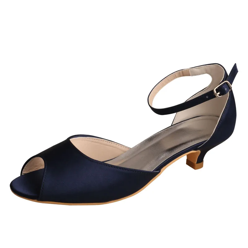 Discount Low Heel Navy Blue Sandal Women Wedding Open Toe Ankle Strap  Formal Shoes - Women's Sandals - AliExpress