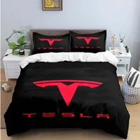 T-Tesla Logo Print Bedding Sets Exquisite Bed Supplies Set Duvet Cover Bed Comforter Set Bedding Set Luxury Birthday Gift 2