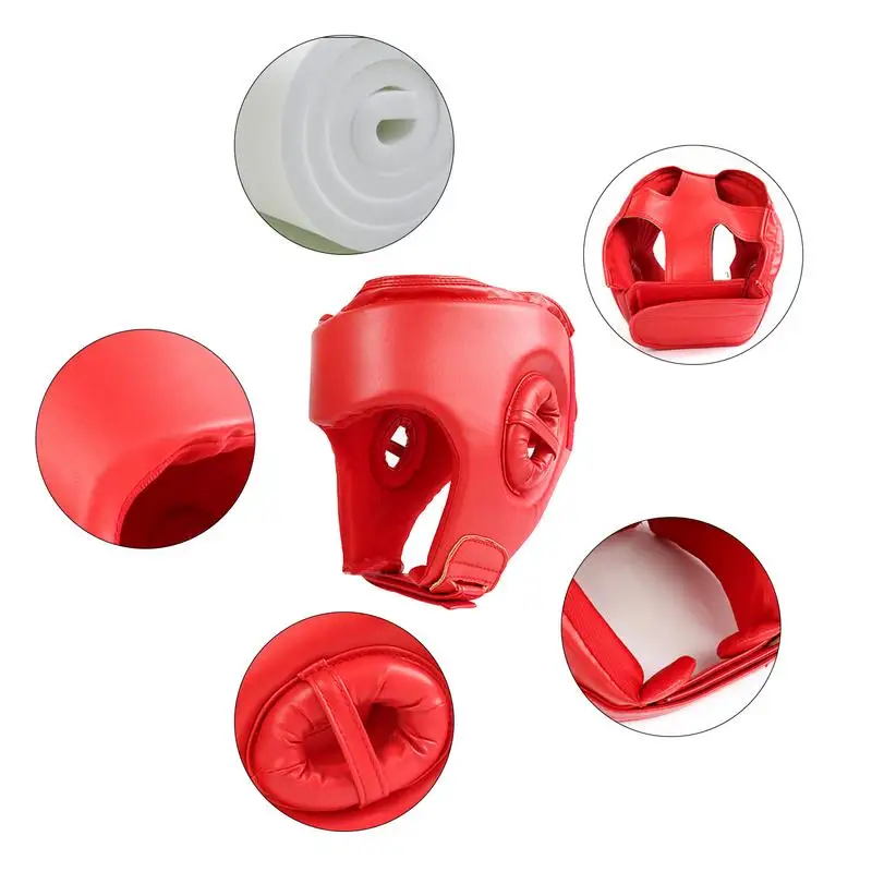 Full-covered Pu Boxing Helmet Kids Adults Muay Thai Training Sparring Boxing Headgear Gym Equipment Taekwondo Head Guard 1pcs