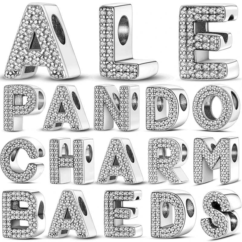 Fit Pandora Bracelets Plata De Ley 925 Classic Retro 26 Alphabet Letters Charms Beads For Women Bracelet Fine DIY Birthday Gifts