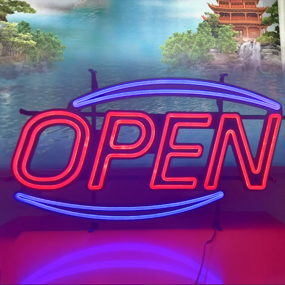 Large Customizable Iron frame Outdoor Waterproof LED Open Wall Sign for Hotel Pub Cafe Man Cave Light Art Wall Decoration