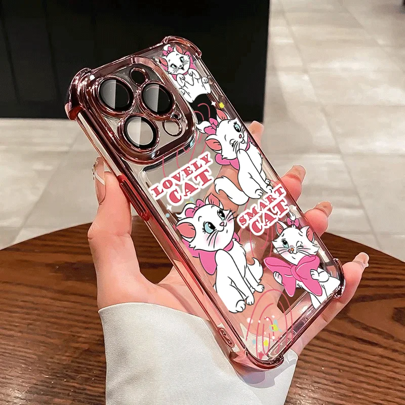 Cute Mary Cat Plating Clear Phone Case Cover