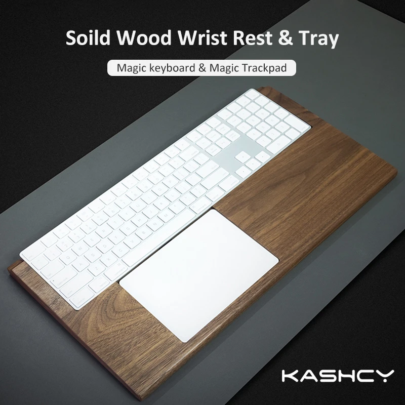 Kashcyウォールナット木製トレイパームレストのためのキーボードマジックトラックパッド手首サポートパッド