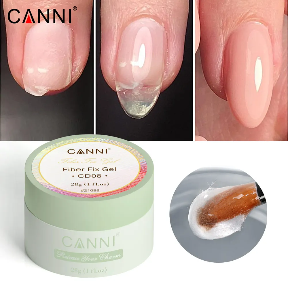 CANNI Fiber Glass Repair Gel Semi Transparents Milky White UV Construction Gel Soak Off Self Leveling Builder Nail Gel Polish – Detail 5