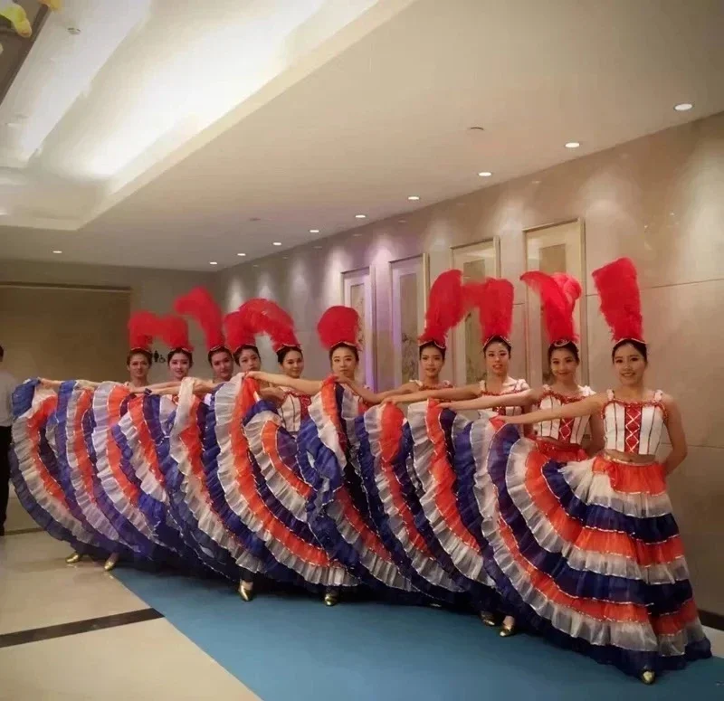 Sexy Opening dance dresses Carnival costume French Cancan dance 360 skirt stage dress