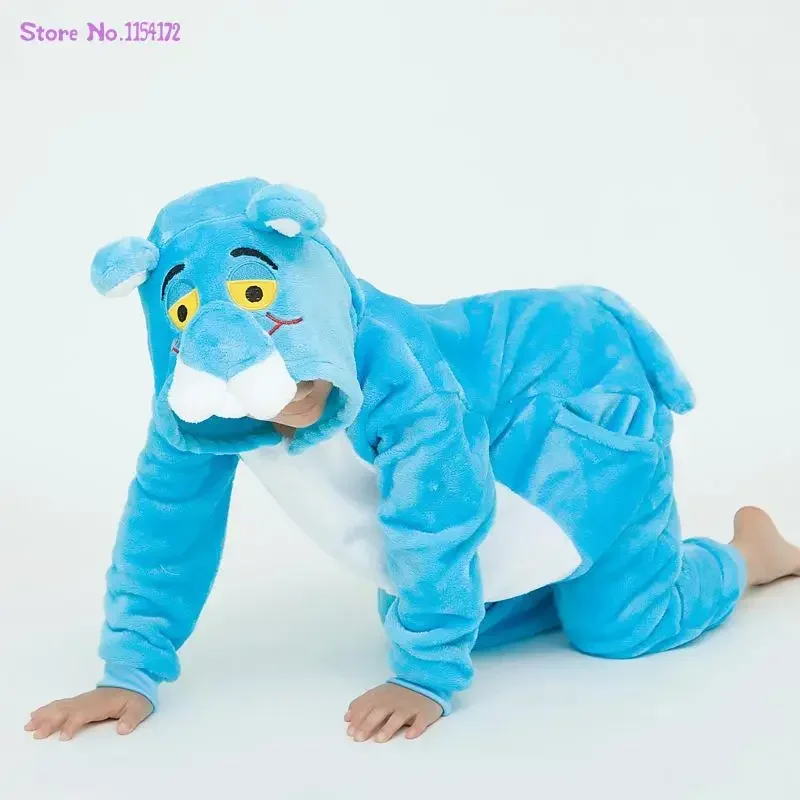 Blue Leopard Kigurumi Onesies Pajamas Unisex Leopard Pijamas Winter Women Nightwear Anime Costumes Adults Flannel Sleepwear