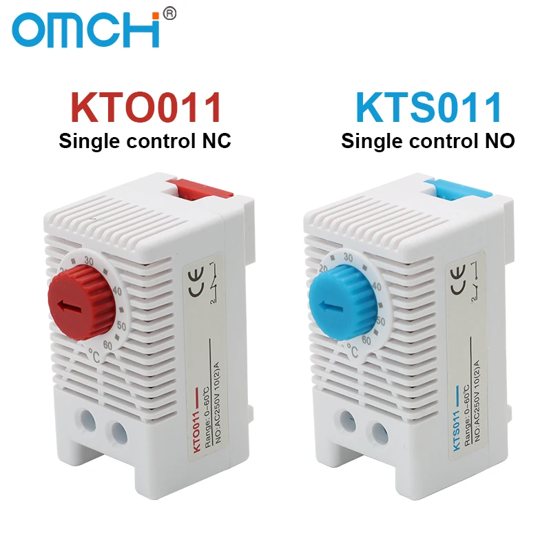 OMCH KTO011 KTS011 NC/NO DIN 레일 캐비닛 온도 조절기 0-60 ℃ 250VAC 10A 바이메탈 온도조절기 기계식 온도 조절기