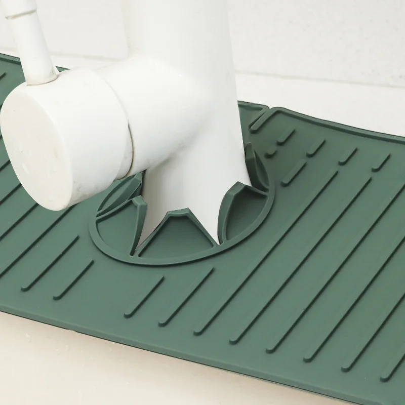 1pc Silicone Faucet Mat Large Sink Splash Pad Water Ripple Kitchen Bathroom Drainage Pad Countertop Protector