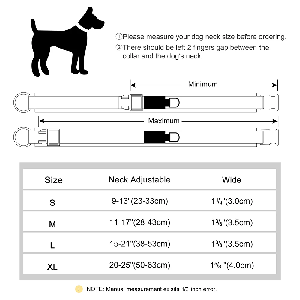 Dog Pet Collar Personalized Nylon Dog Collar Soft Padded Dog Collars Durable Pet ID Collar Adjustable for Small Medium Large Dogs Free Custom