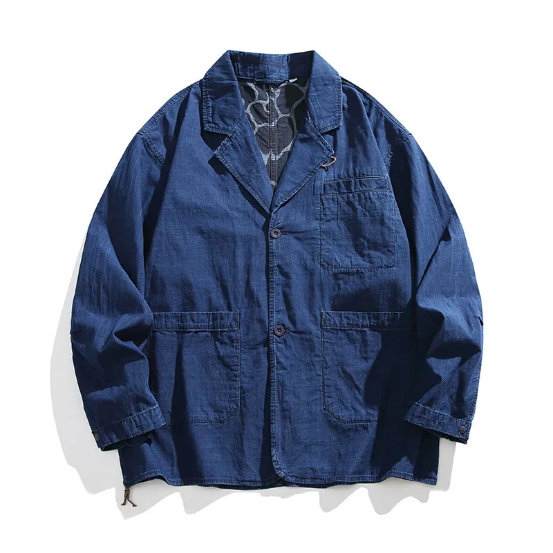Denim matching lapel blazer for men and women