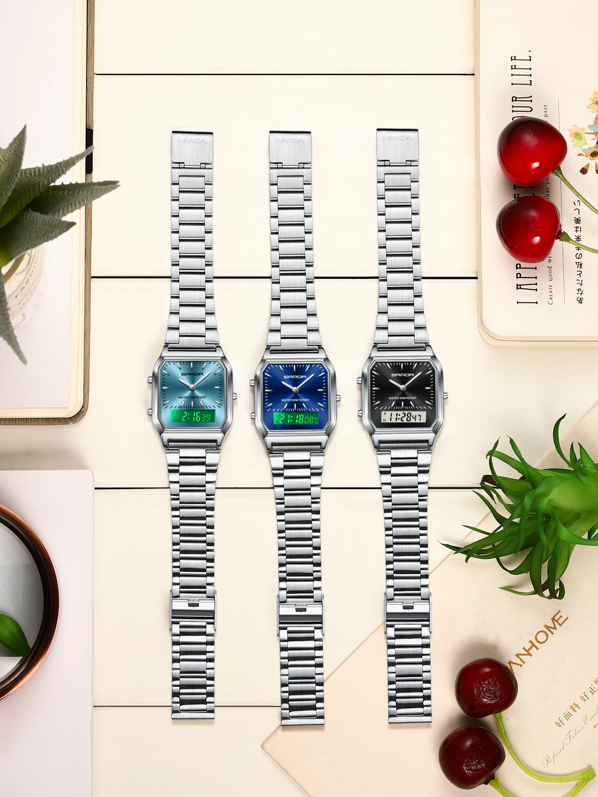 SANDA 747 ساعة فاخرة ذات طراز فني من الفولاذ المقا...