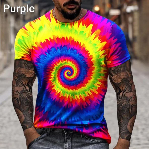 

New Rainbow Tie-dye 3d Printing T-shirt Fashion Casual Unisex Graffiti Splash Ink Funny Art Harajuku Style Short Sleeves