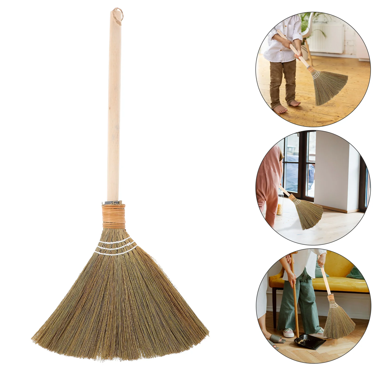 Straw Bamboo Broom Broomstick Corn with Wood Handle Whisk Wedding for Jumping Ceremony Small
