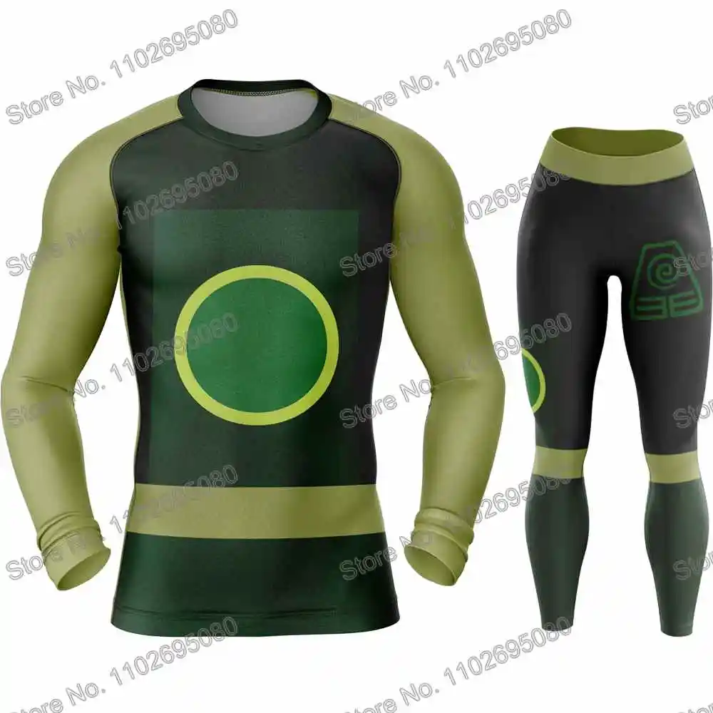 Airbenders Rash Guard Diving T-Shirt Pants BJJ Boxing MMA Swimwear Men Summer Long Sleeve Surf Clothing Women GYM Tops Sports