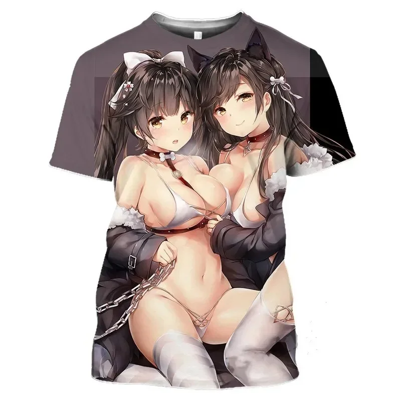 

New anime game beach sexy girl 3D printed T-shirt street casual men and women O collar oversized sexy avant-garde plus size top