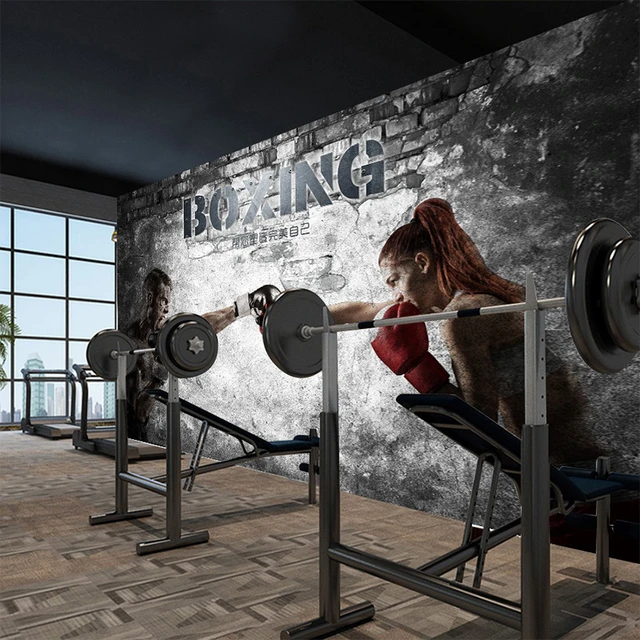 Custom Boxing Fitness Gym Wallpaper Industrial Decoration Mural Club Sports  Room Bar Background Wall Papel Tapiz 3d Para Pared