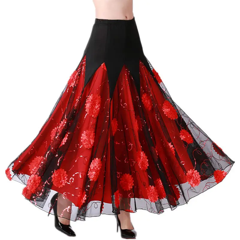Womens Modern dance skirt show ballroom dance swing skirt waltz