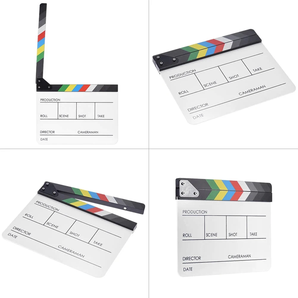 Director Video Scene Clapperboard Acrylic Colorful Clapboard Clapper Board for TV Movie Film Action Slate Clap Handmade Cut Prop