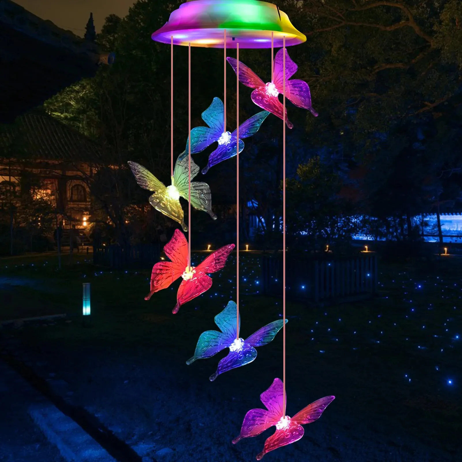 Outdoor Solar Butterfly Wind Chimes Christmas Garden Decorative Gifts