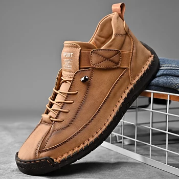 Scarpe da uomo in pelle fatte a mano Mocassini slip on casual Scarpe in pelle traspiranti Scarpe basse da uomo Mocassini moda Scarpe per utensili Taglie forti 1