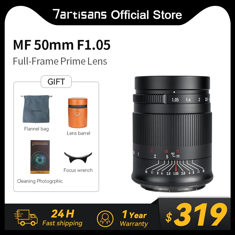 

7artisans 50mm F1.05 Manual Focus Full-Frame Large Aperture Portrait Lens For Sony E Canon RF R6 Nikon Z Panasonic/Leica/Sigma L