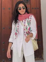 TRAF Women Vintage Floral Embroidery Short Vest Jacket Ladies National Style Vests for Women Patchwork Casual WaistCoat Tops - Image 4
