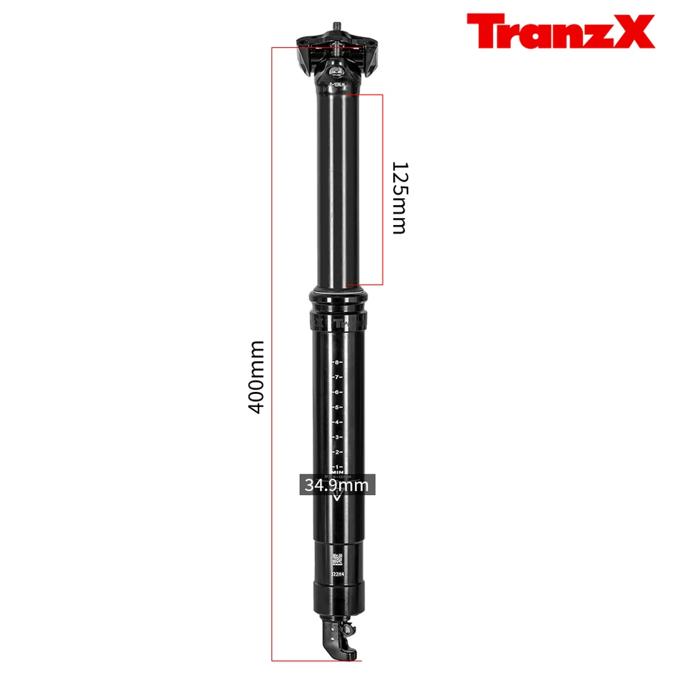 Tranzx Dropper Seatpost 34.9mm MTB Seatpost 125mm Travel TranzX
