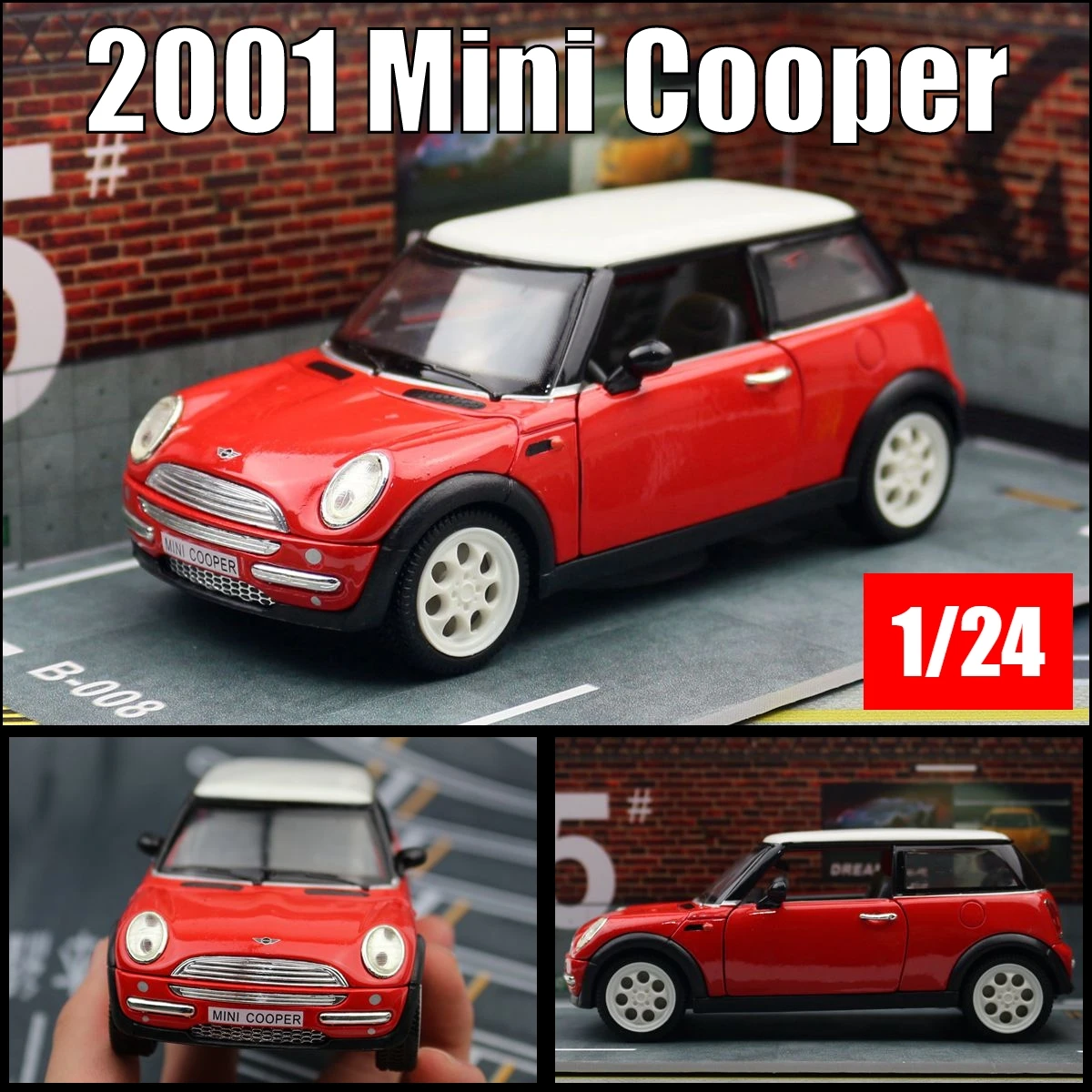 1/24 Mini Cooper Diecast Toy Car For Children Miniature Vehicle