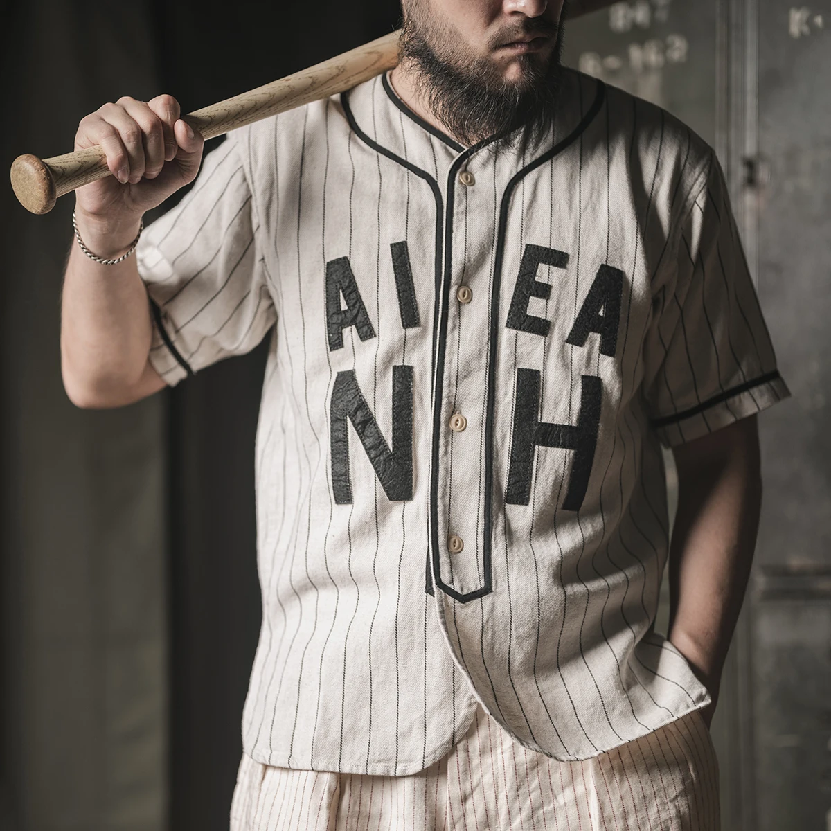 Bronson WWII Type Baseball Jersey Retro Style Men's Striped Sportswear Shirts 4