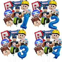 Roblox Foil Latex Balloons Happy Birthday Party Decoration Game Set Tableware Tablecloth Cake Topper Backdrop Toy Party Supplies 1